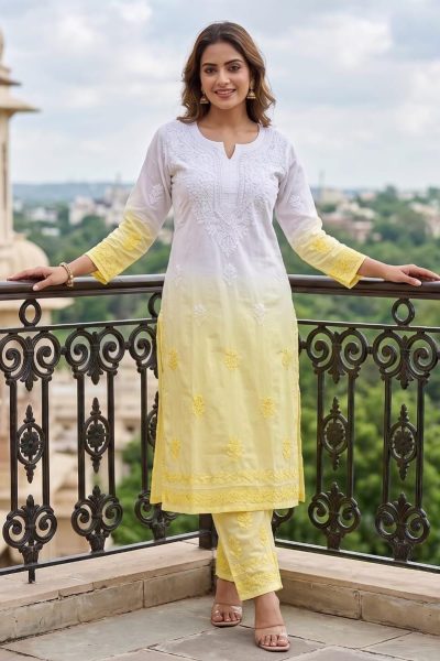 Beautiful Chanderi Fabric Dyeable ChikanKari Kurti