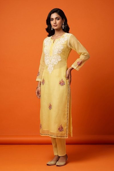 ORGANZA CHIKANKARI KURTI